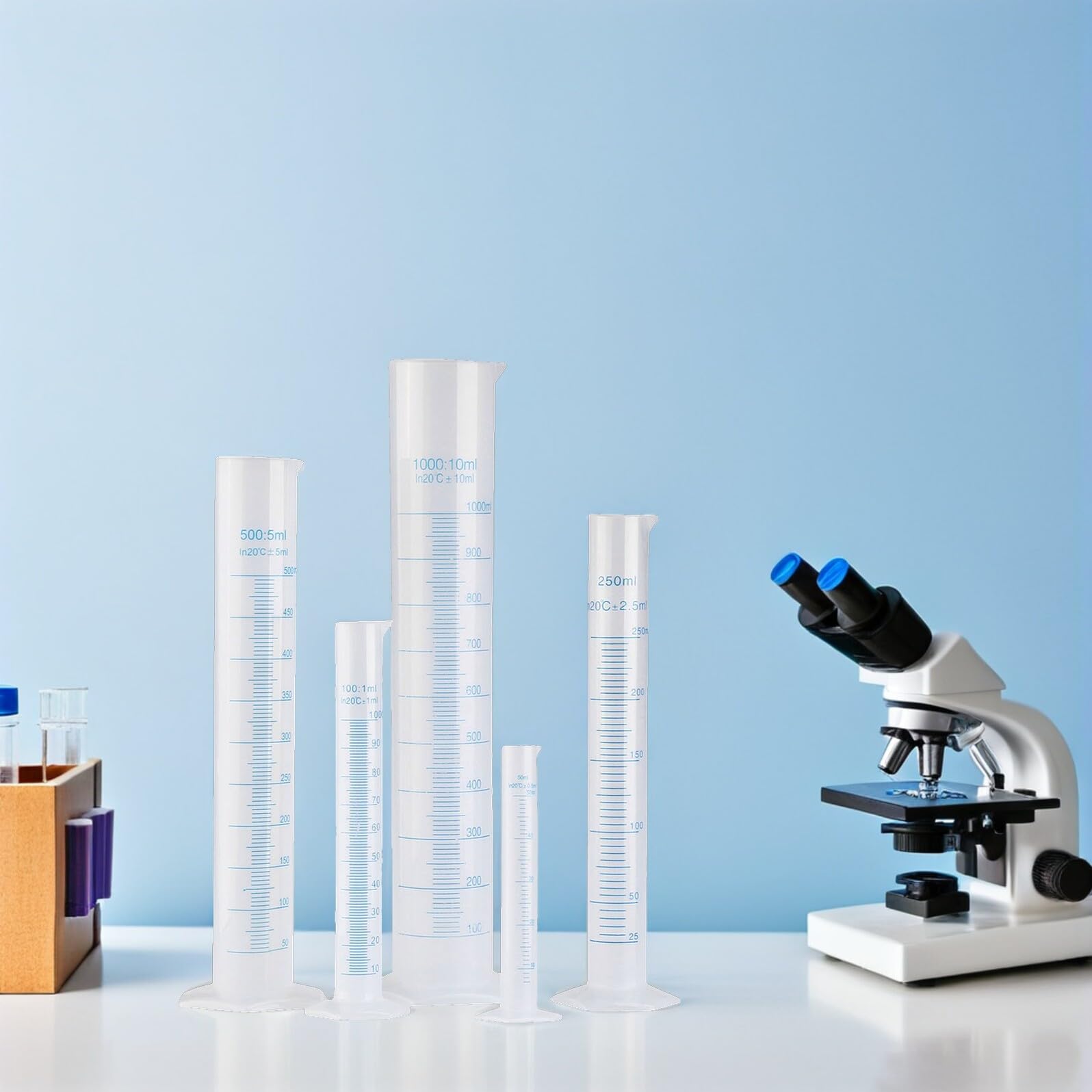 Hemobllo Cilindros de Medición Científica de Plástico Graduados, 5 Unidades Escala Precisa para Laboratorio y Experimentación