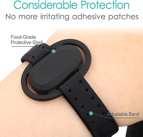 Vista 4 de Brazalete infantil para Dexcom G6, protector de transmisor de sensor transpirable de malla transpirable, banda ajustable, soporte flexible
