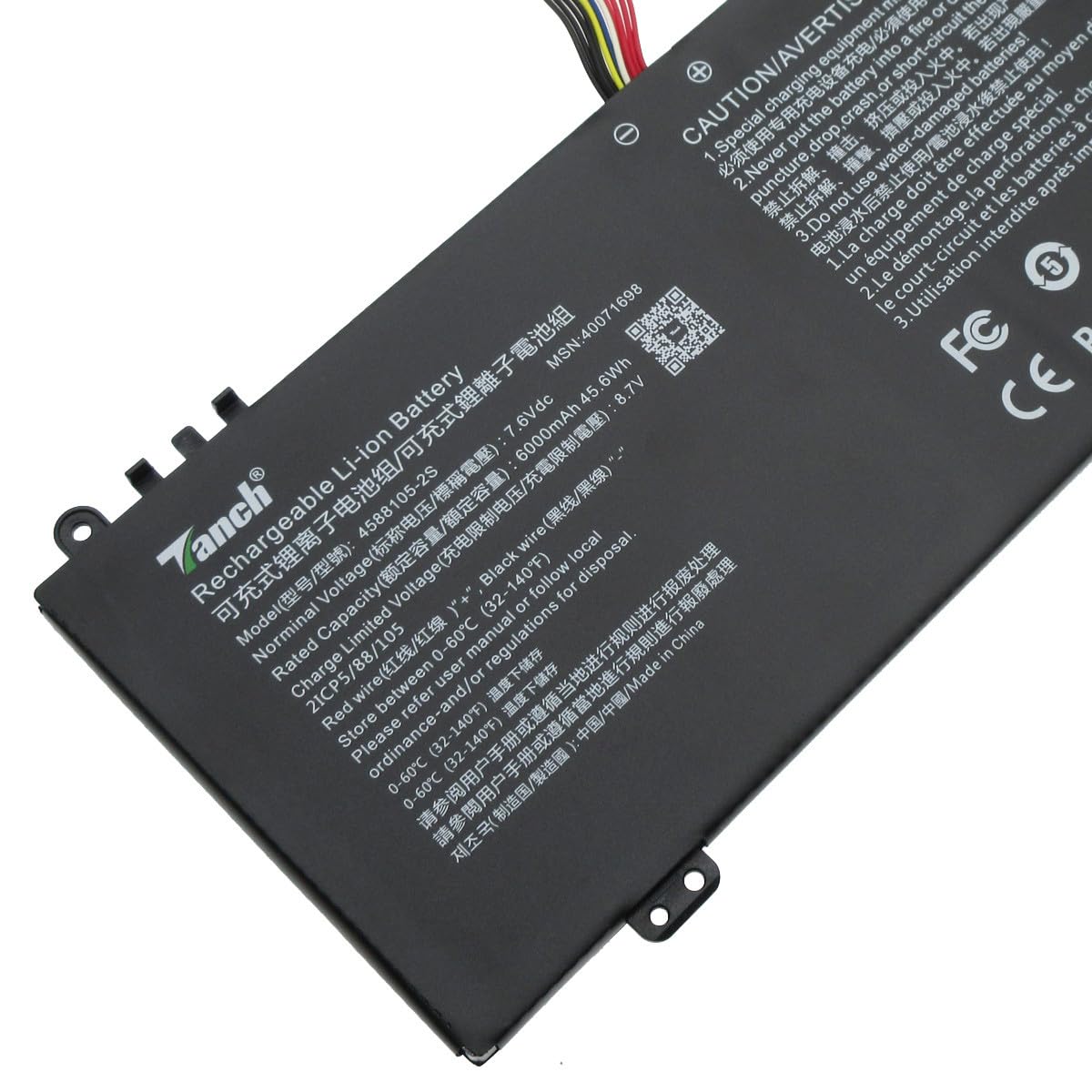 4588105-2S 40071698 Accu Compatibel met Dynabook Satellite Pro C50-H C50-E C50D-B C40-G C40-H C50-H-108 C50-H-103 C50D-B-115, MEDION Akoya E15403, 40072215 4588106 4588106 2S [7,6V 45,6Wh