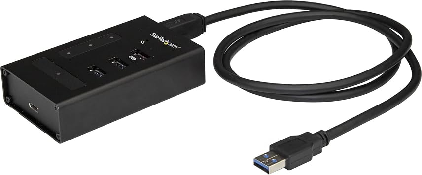 4 Port USB Hub - USB A to 1 x USB C and 3 x USB A - Mountable - Industrial - Powered USB Hub - USB Port Expander - USB 3.0 Hub