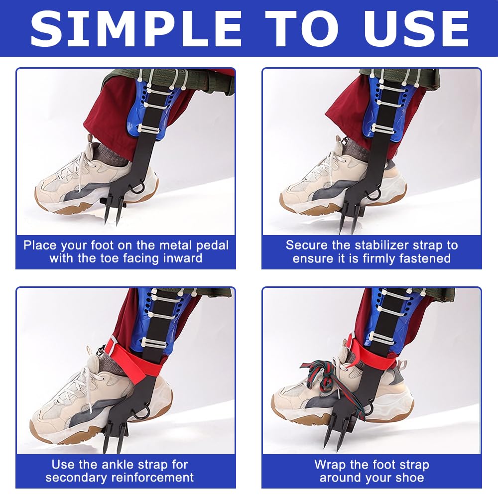 Kit D'escalade Pour Arbres – Crampons Ajustables, Charge Max 100 Kg, Corde 2 M, Sangles De Pied/cheville, Gants Antidérapants Inclus – Pour Cueillette Et élagueur