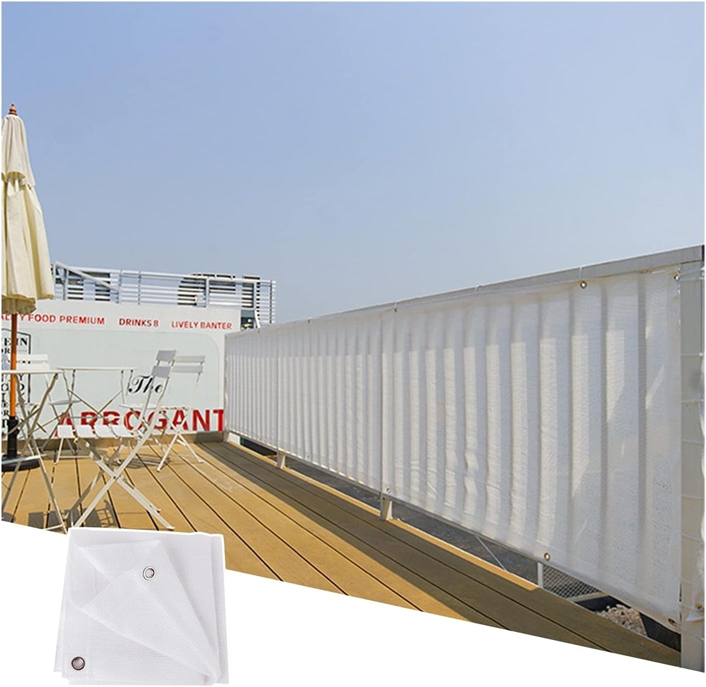 Shade Cloth Sunblock Shading Net, White Privacy Protection Nets 90% Sun Protection Ventilation for Outdoor Terrace Balcony, Customizable PENGFEI (Color : White, Size : 1.5mx2m)