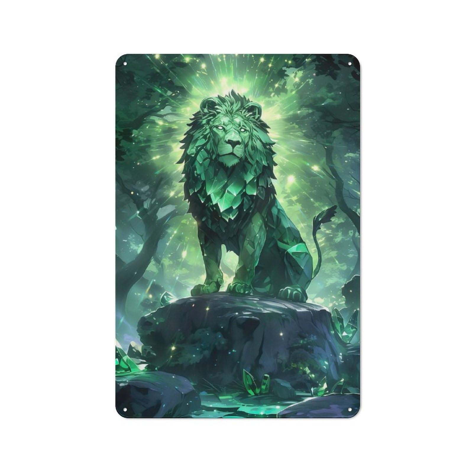 Junmoney Epic Emerald Lion Vintage Tin Sign 30X20cm With For Workshop Wall, For Makers And Diy Enthusiasts, For Retro Home Interiors