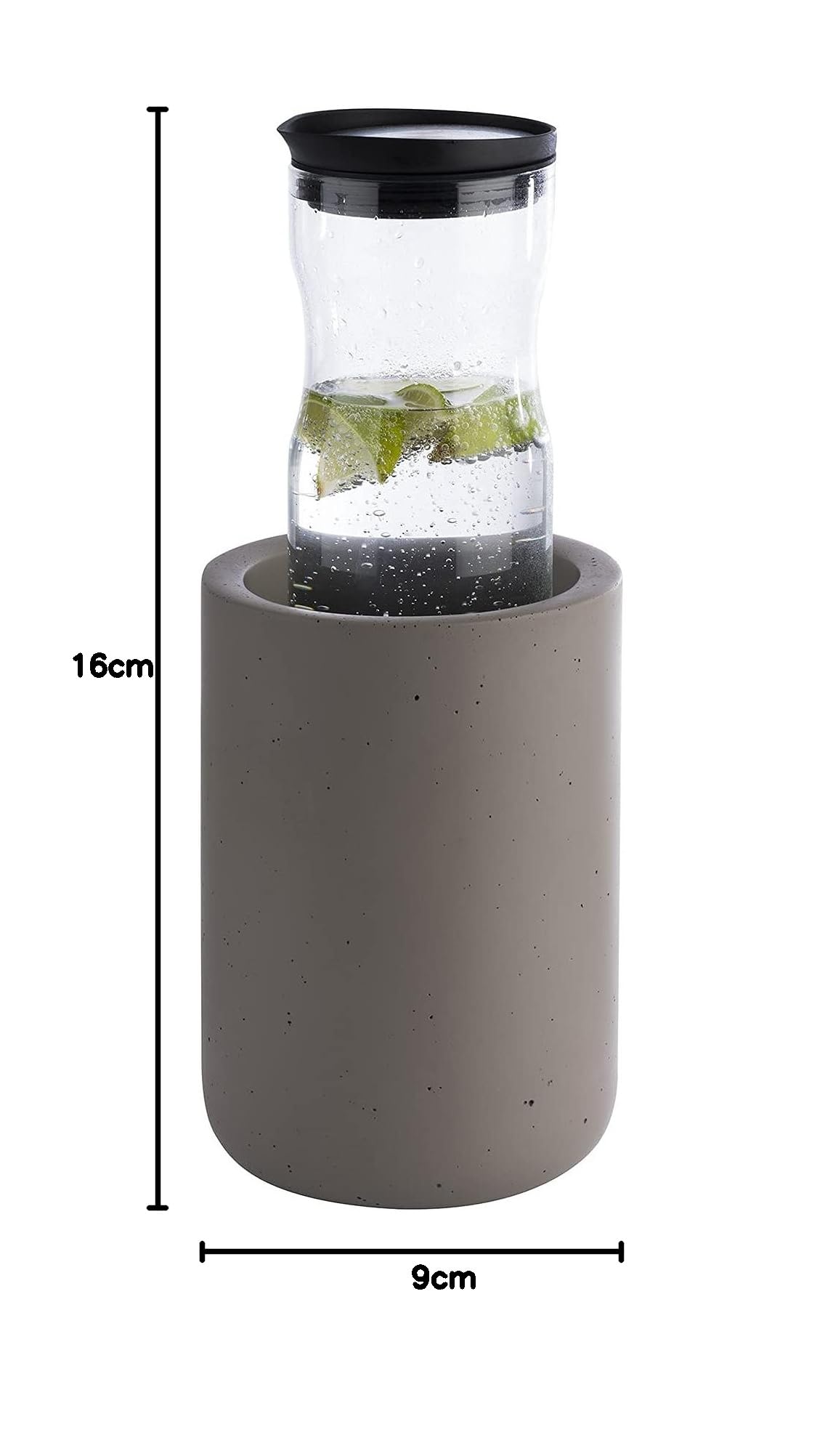APS Refrigeratore per bottiglie ELEMENT in cemento – con fondo per mobili – per bottiglie da 0,7 – 1,5 litri – Ø 12/10 cm, altezza 19 cm, grigio
