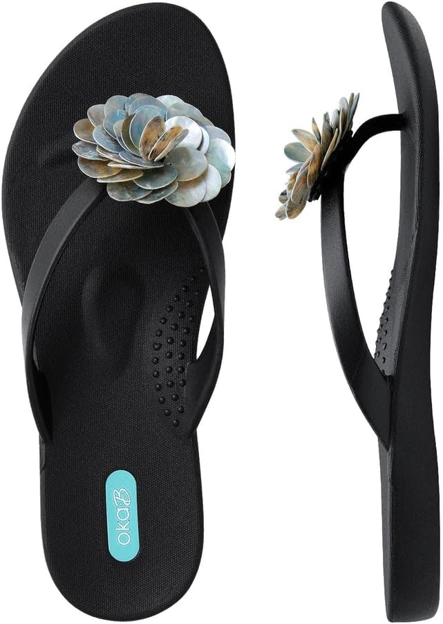 Oka-B Women's Lucy Seashell Flower Flip Flop Sandals