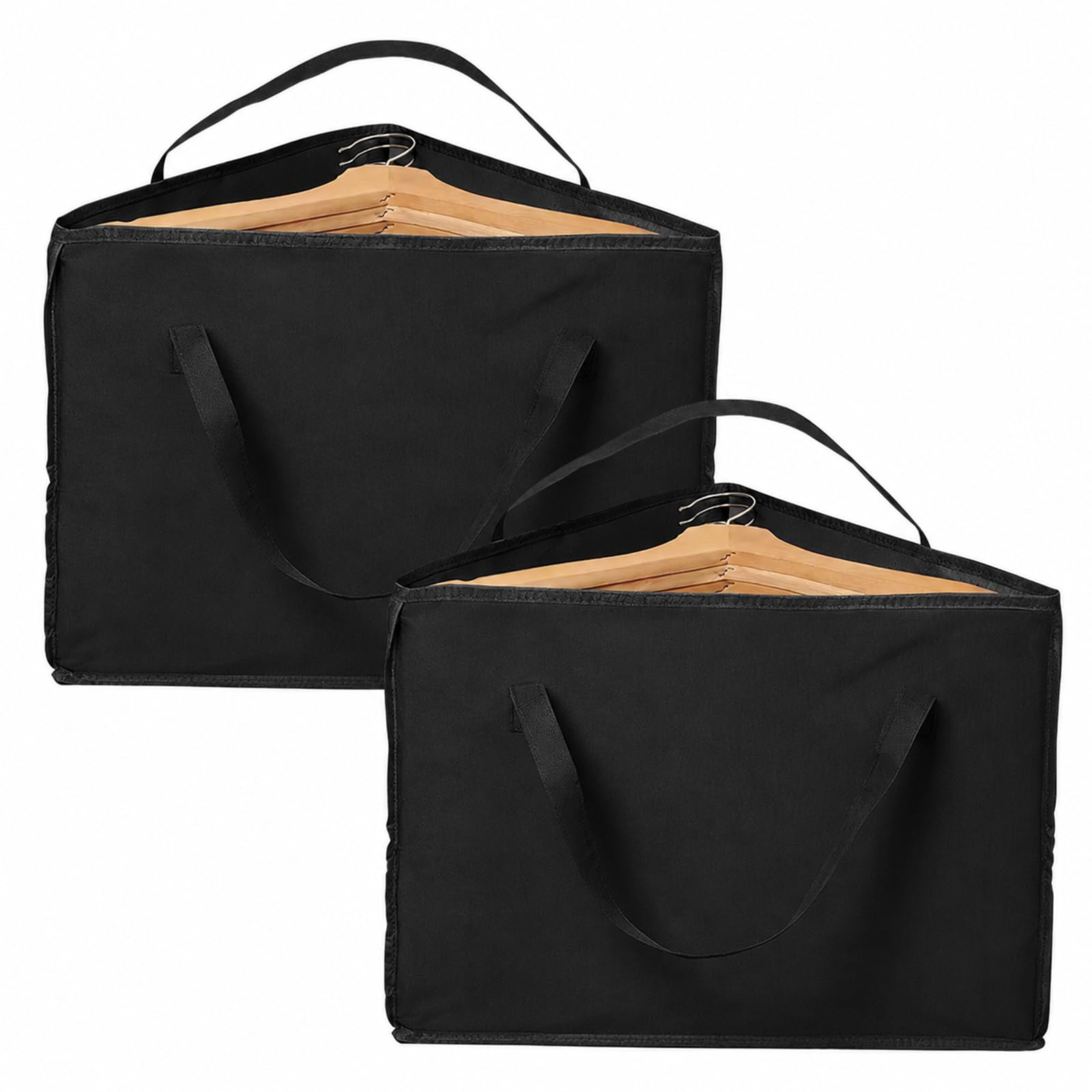 Hbzunt 2 Pcs Coat Hanger Storage, Clothes Hanger Organizer Bags with Two Carry, bag hanger Foldable Coat Hanger Storage (Black)