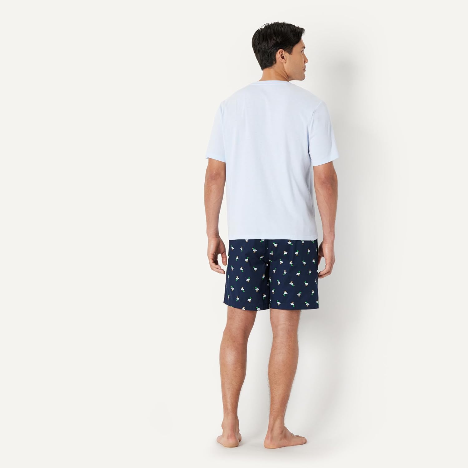 Amazon Essentials Men's Cotton Poplin Pajama Short with T-Shirt Set, Breathable Loungewear, Summer Sleepwear image 3