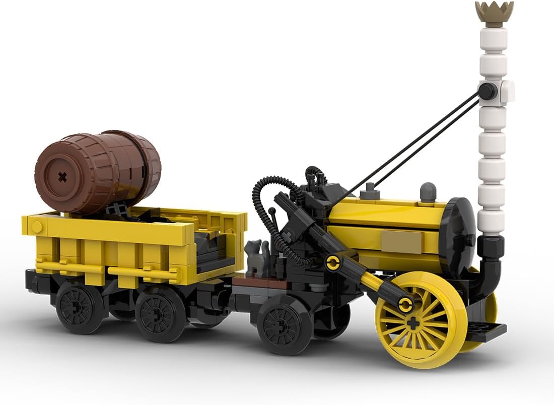 Stephensons Rocket Locomotive Building Blocks Set, MOC-175933 Vehicle Construction Kits, Great for Locomotive Enthusiasts, Home Ornament, 364 Pieces