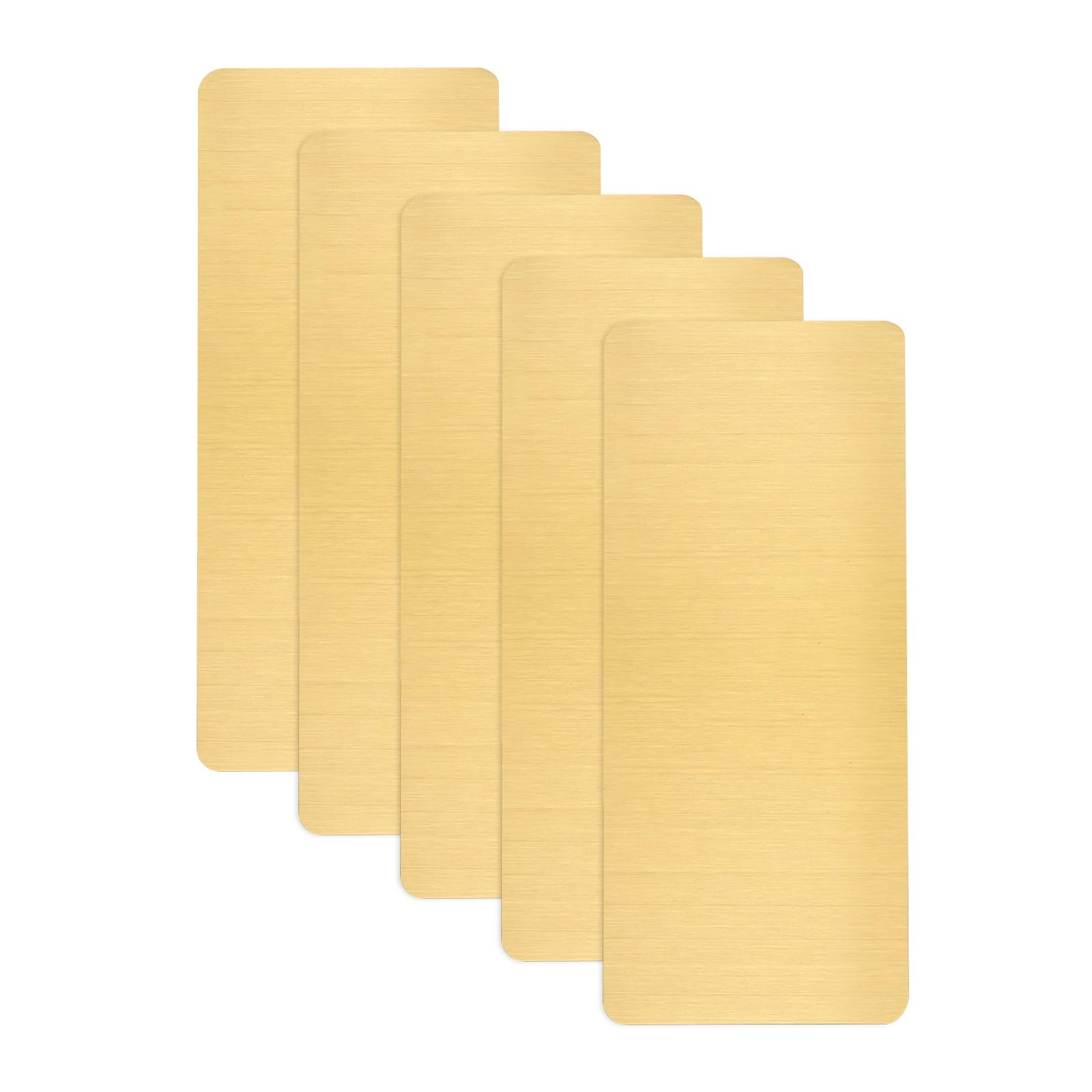 sourcing map 5pcs Metal Business Card Blanks, 50mm x 22mm x 0.5mm Stainless Steel Engraved Metal Business Visiting Name Cards for House Office DIY Gift Invitation(Brushed Gold)
