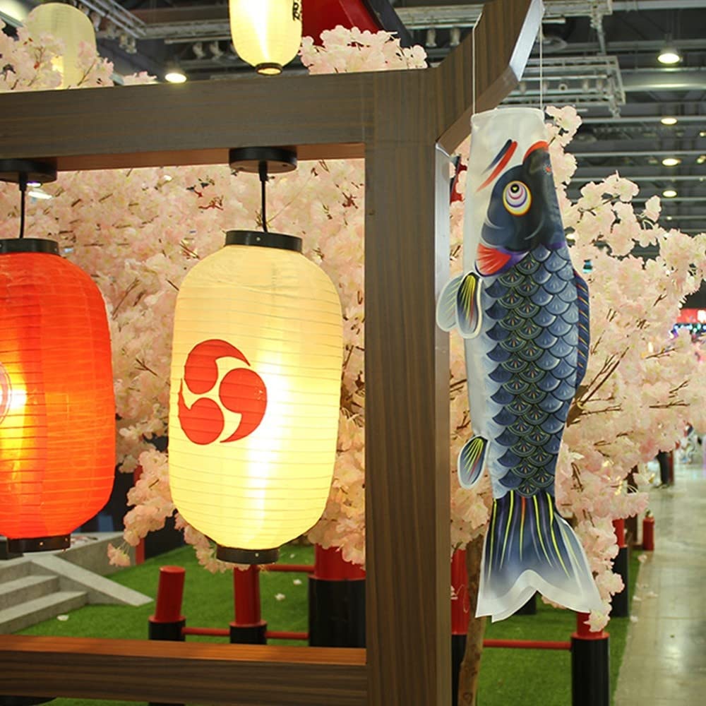 Bandiera della carpa, stile giapponese, sacco a vento a forma di pesce, 100 x 25 cm, decorazione da appendere per interni ed esterni