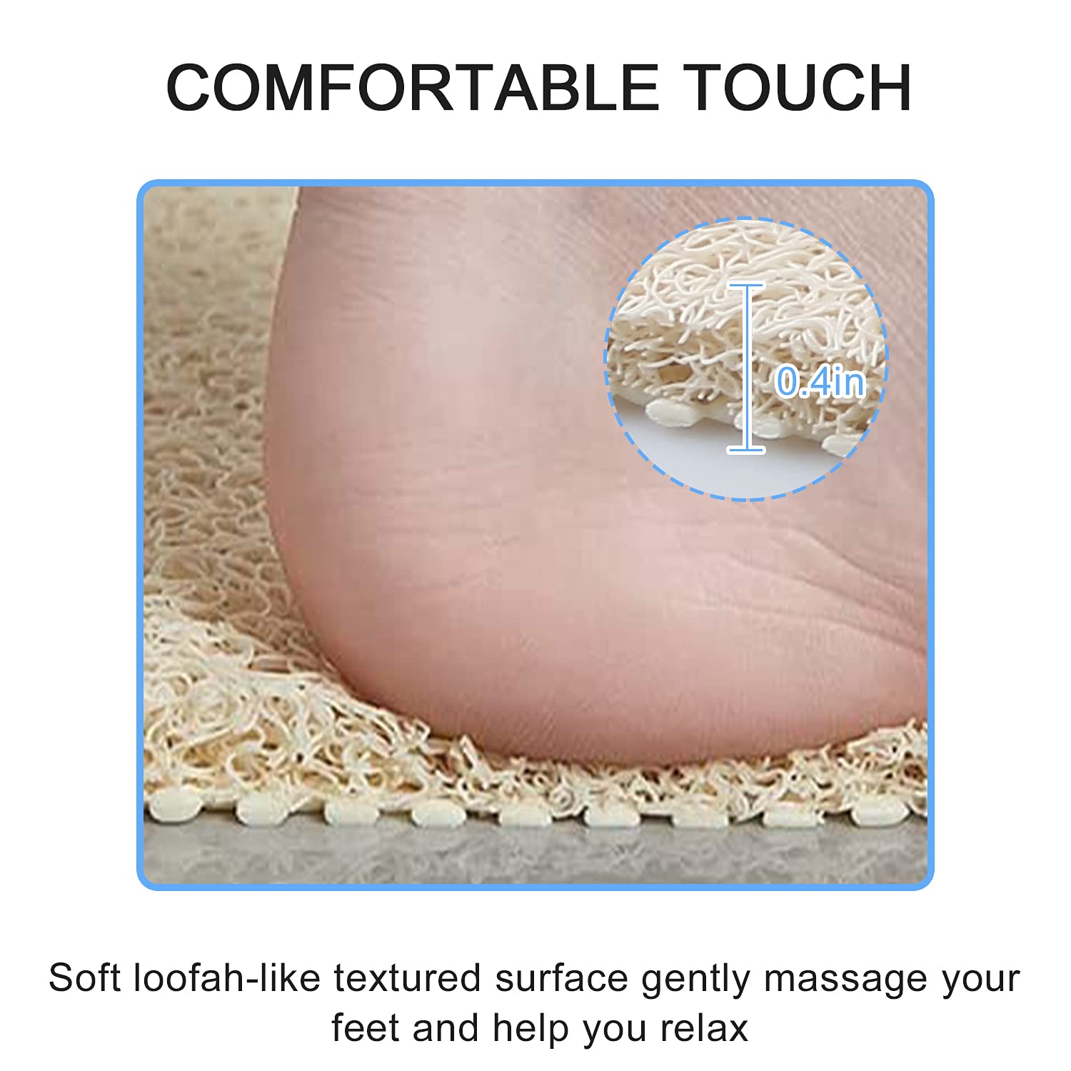 Loofah - Tappetino da bagno antiscivolo, per doccia, tappetino da bagno antiscivolo (beige, 61 x 61 cm