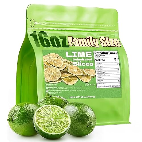 16 oz Dehydrated Limes Slices (Pack of 1) | No Additives No Sugar | Dried Fruit for Cocktails Garnish, Tea, Drinks, Cooking & Smoothies | Dry Lime for Potpourri, Candle, Simmer Pot & Craft Decor