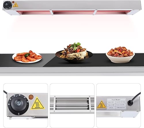Miniatura 5 de Lámpara de calor de alimentos de 24 pulgadas, calentador de alimentos comercial, calentador de tira infrarroja con cable y enchufe, 110 V, 500