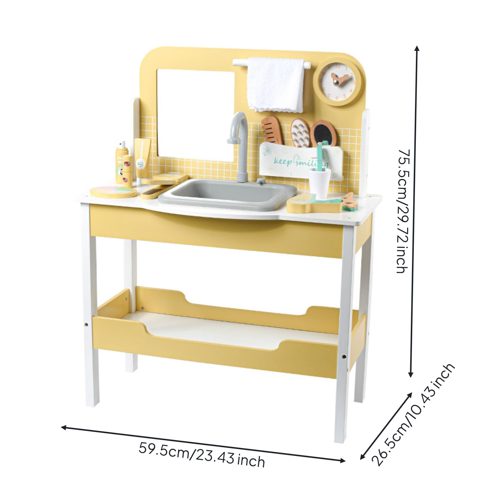 Qianly -Schminktisch Sicher -Frisiertisch mit Zubehör Abgerundete Kanten Spieltisch für, Mädchen und Jungen