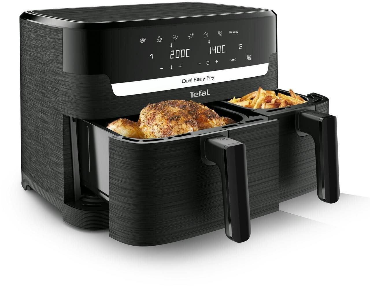 Tefal EY901N10 Dual Easy Fry Heißluftfritteuse – Schwarz, 8,3 Liter