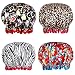 Shower Caps, Alimu 4 Pack Women Bath Caps Waterproof Double Layer Print Shower Hat Long Hair Perfect for Women