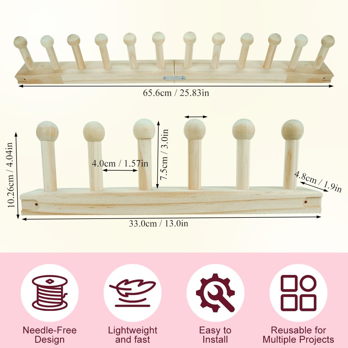 DUENYUANN Wooden Knitted Blanket Loom 40 Inces Hand Knitting Loom Kit for Chunky