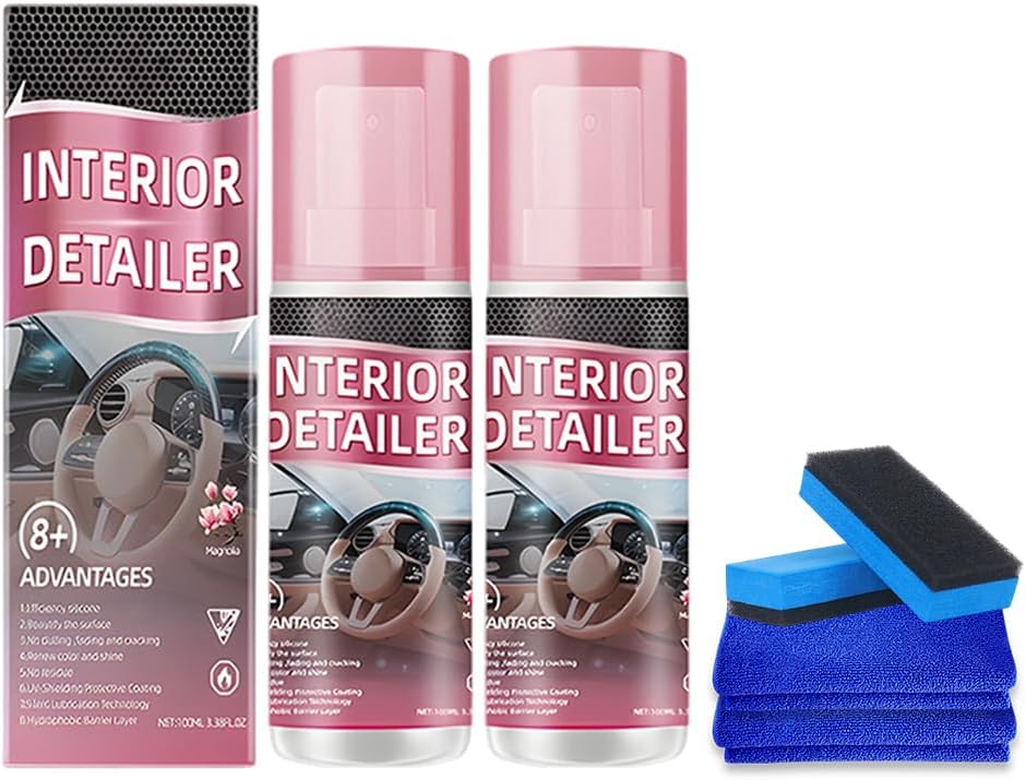 Fliwos Polishing Cleaner Car Interior, 2026 New Car Interior Cleaner Spray, Multipurpose Vehicle Interior Detailer Cleaner for Dashboards, Leather, Plastic and Rubber Surfaces (2Pcs)
