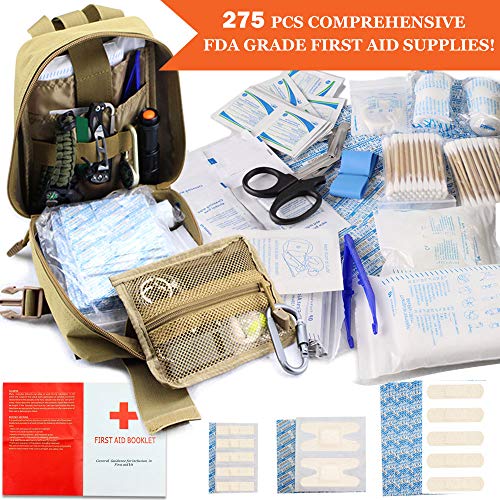 Monoki First Aid Survival Kit, 302Pcs Tactical Molle EMT IFAK Pouch Outdoor Gear EDC Emergency Survival Kits First Aid Kit Trauma Bag for Hiking Camping Hunting Car Travel or Adventures - Thumbnail 2