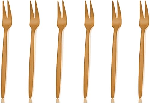 Tenedores de frutas JASHII para aperitivos y postres de acero inoxidable para fiestas, banquetes, cócteles, postres (rosa mate)