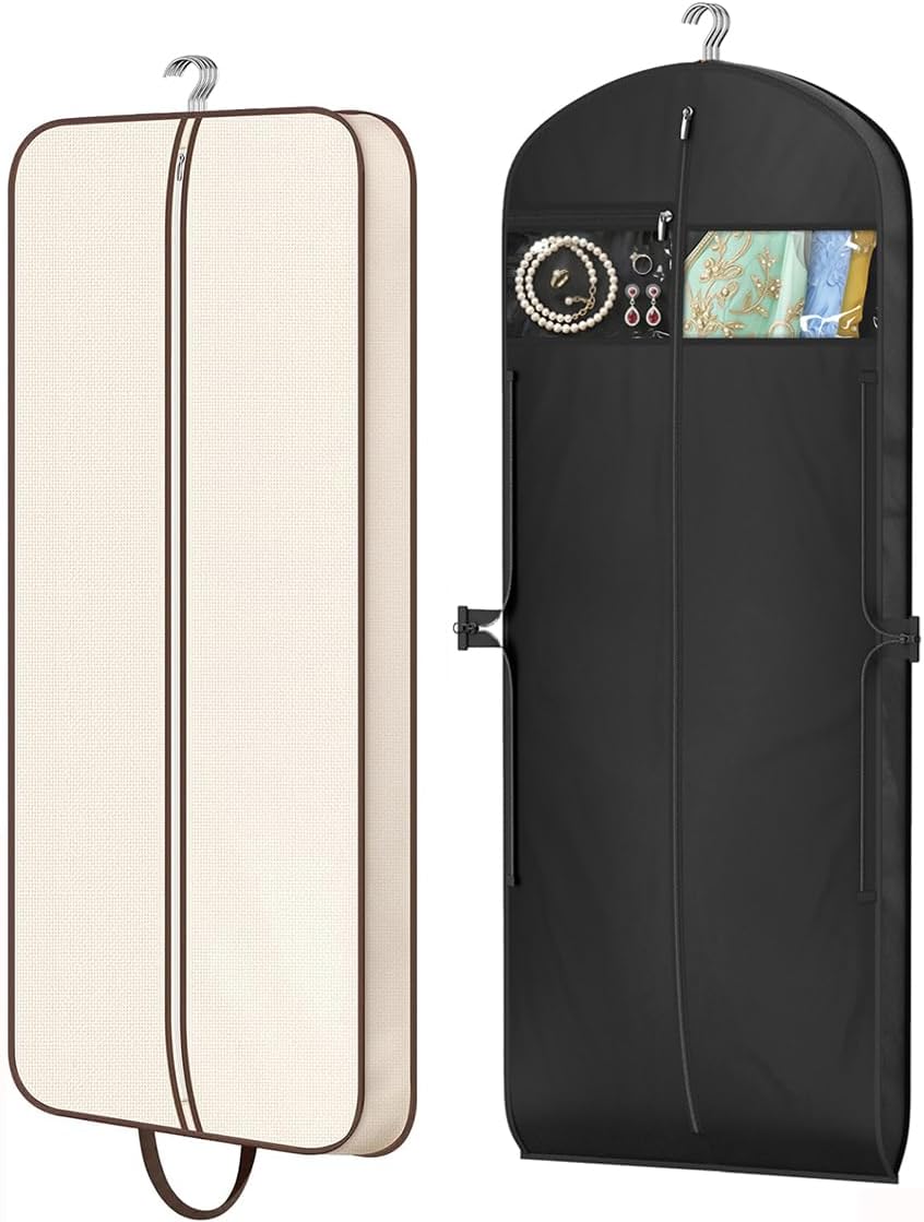 MISSLO 60" Foldable Garment Bags for Dresses Bundle with 65" Garment Bags for Travel with Loackabe-Self Zipper