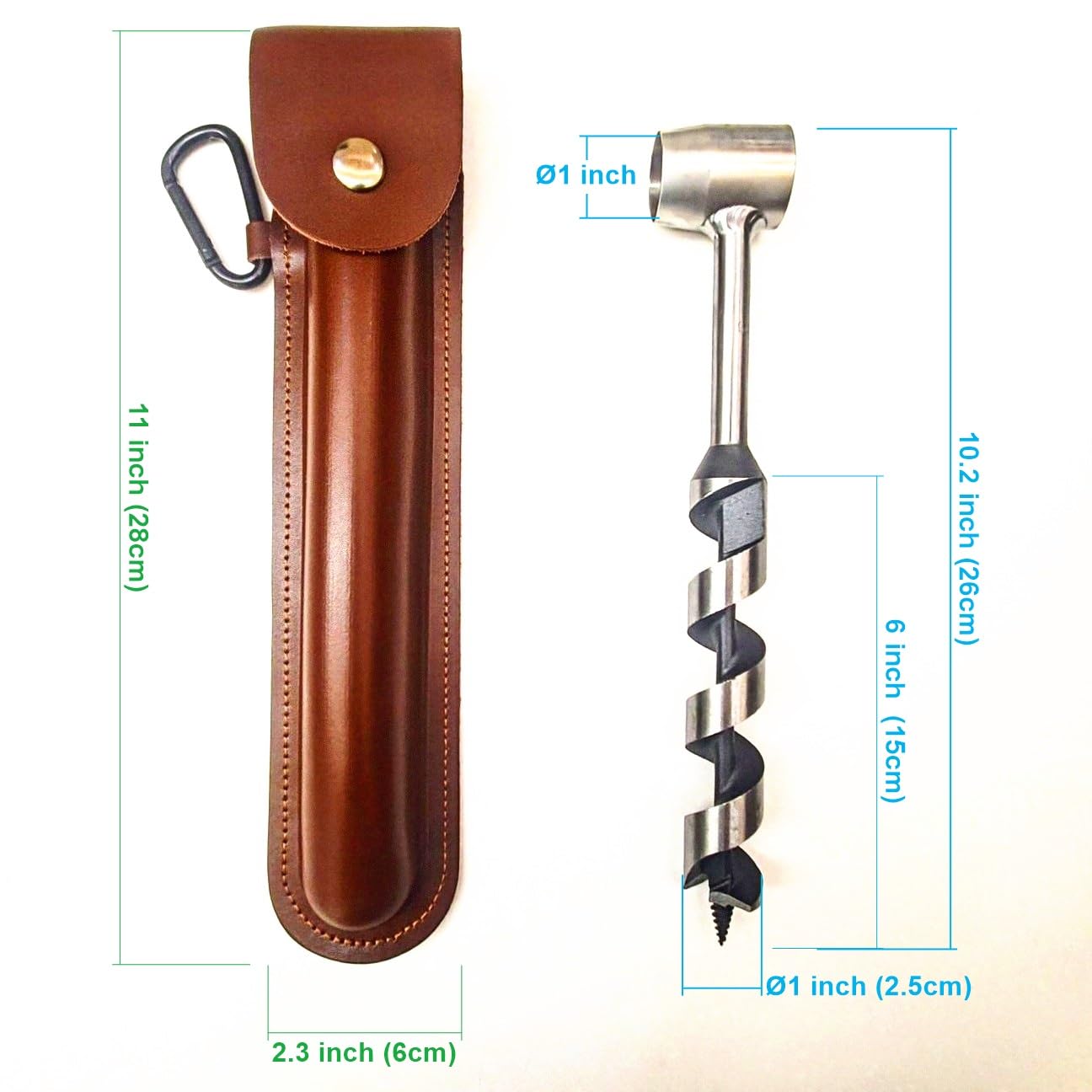 Bushcraft Strumento di sopravvivenza, Chiave a vite senza fine allungata Scotch Eye - Trivella manuale per campeggio, riparo, barbecue, panchine, bushcrafting e viaggi in zaino all'aperto