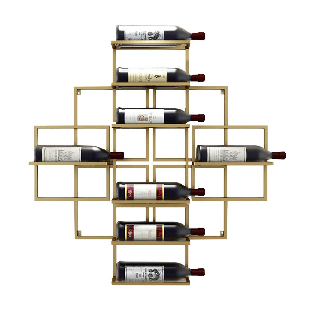 Casier à vin suspendu en métal or pour bouteilles et verres
