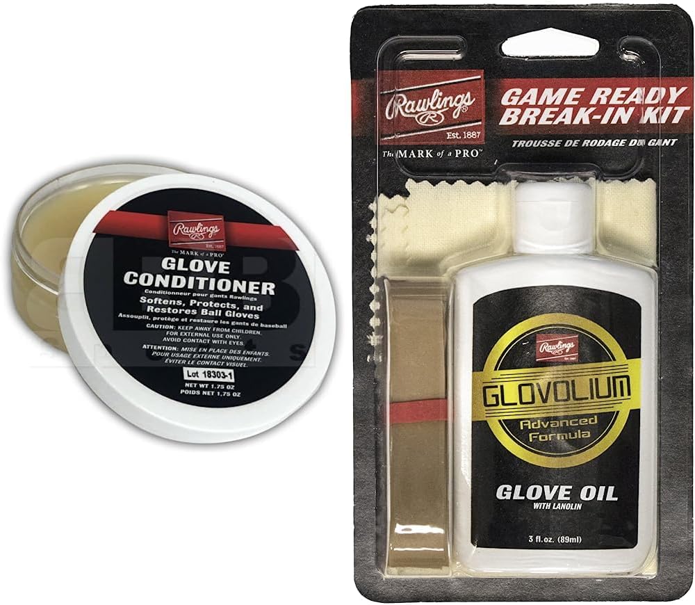 Rawlings Glove Conditioner + Game Ready Glove Break-in Kit for Baseball/Softball