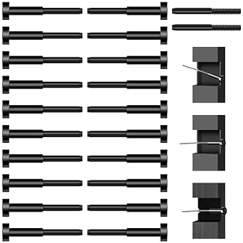 20Pack Black PVD Technology Invisible Cable Railing Kits, Marine Grade T316 Swage Tensioner and Terminal Hidden for 1/8" Cable Railing, Terminal with Spare Thread Stud for Level/Stair/Wood Post