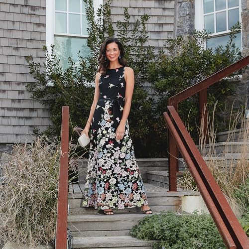 Alex Evenings Women's Long Sleeveless Embroidered A-line Dress4