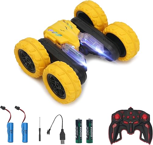 Miniatura 7 de Coche de acrobacias RC para niños, autos de control remoto para niños, autos de juguete de acrobacias giratorios de 360 de doble cara, automóvil RC