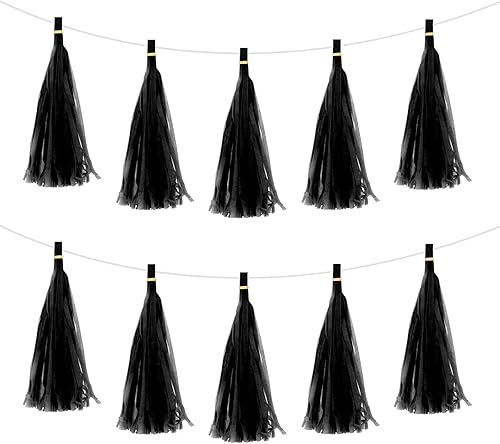 Vista 16 de MECCANIXITY 15Pcs Dark Purple Tassel Garland Banner with Rope Tissue Paper Tassels Party DIY Kits for Anniversary Wedding Birthday Party