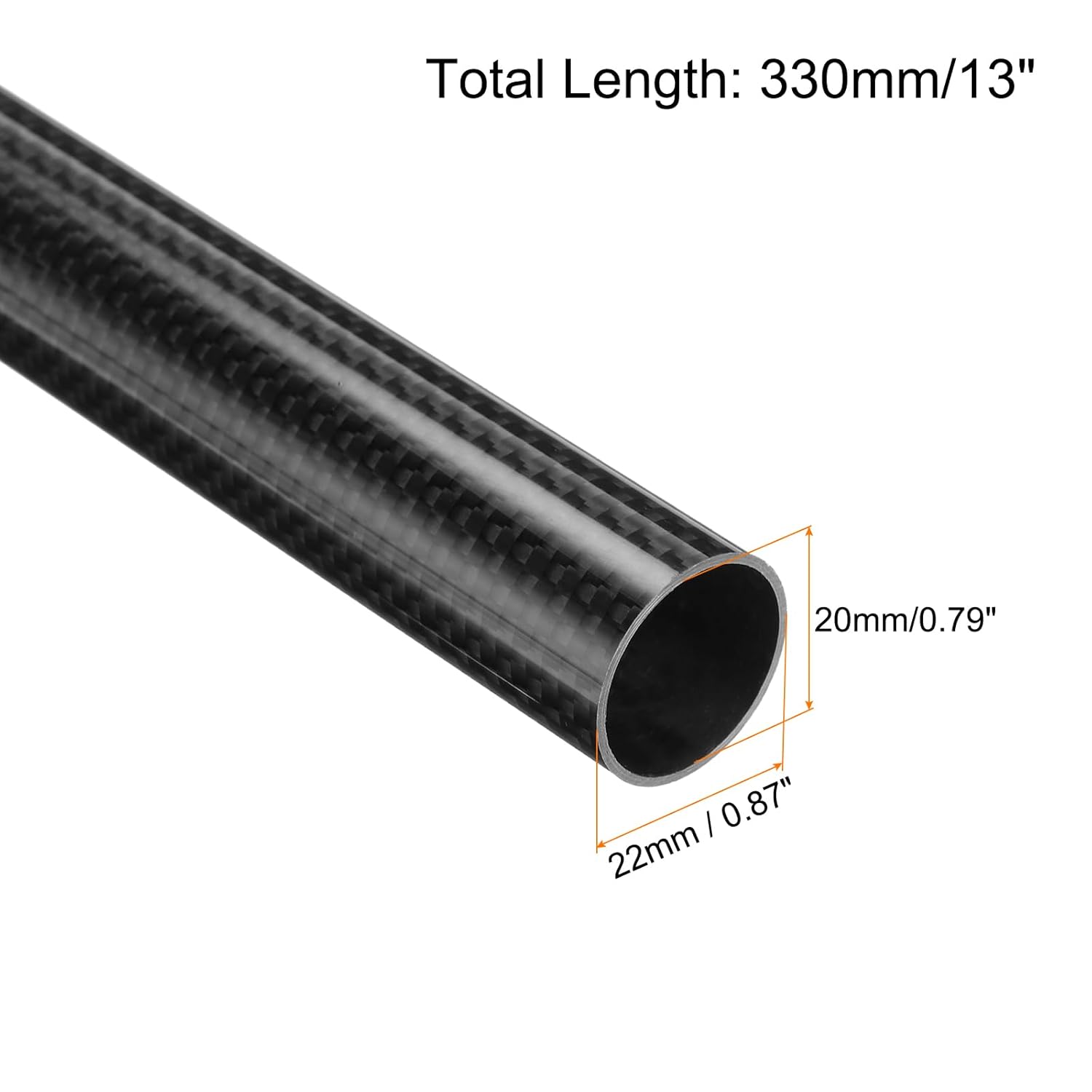 uxcell 4Pcs Carbon Fiber Tubes 20 x 22 x 330mm Glossy Surface Rod 3K Roll Wrapped Carbon Round Tubing for RC Airplane Quadcopter Multicopter