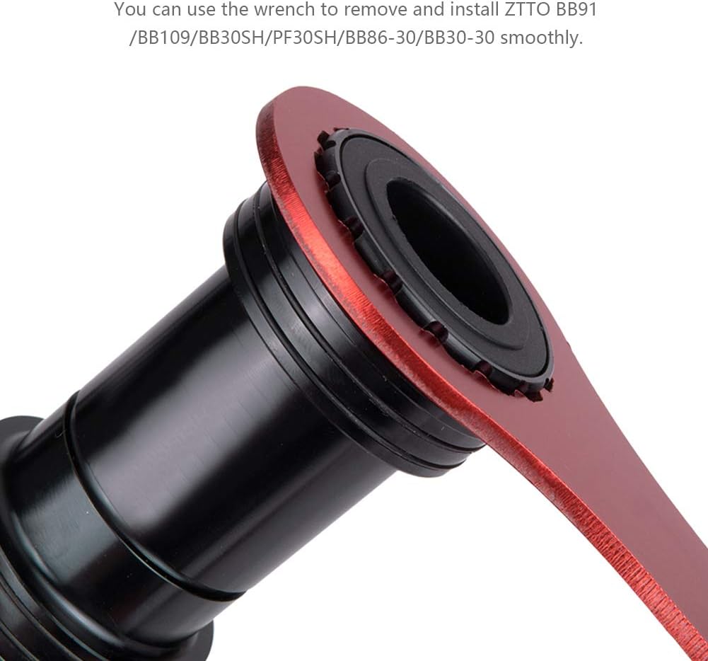 Alomejor Crankshaft Wrench for BB91/BB109/BB30SH/PF30SH/BB86/BB30, Aluminum Alloy, Black or Red, 8.1x2.4x0.1 in, Bottom Bracket Cup Install Tool