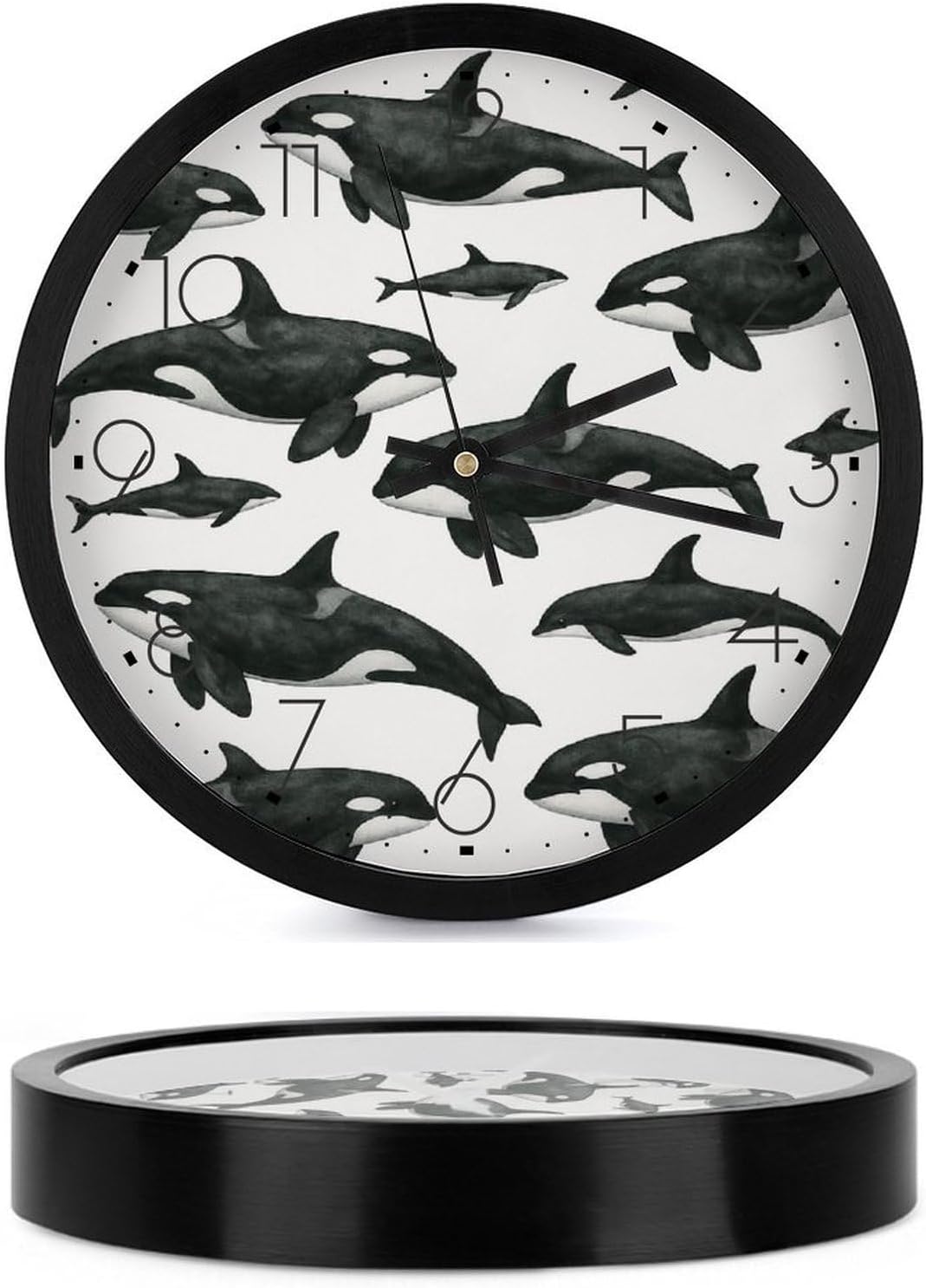 Orca Pod Wall Clock Silent Non-Ticking Decorative Wall Clocks Battery Operated 10 Inch Living Room Bedroom