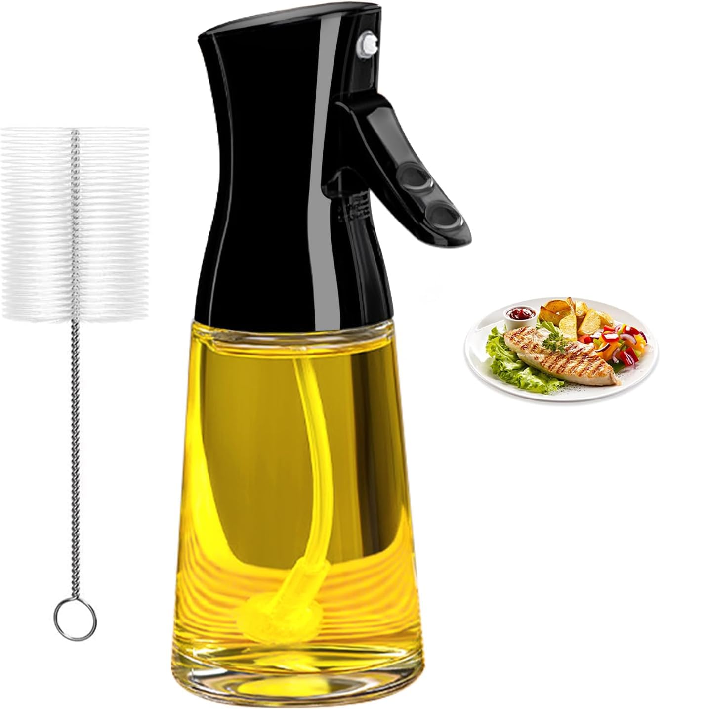Milukonoil spray bottle Large Range, Strong Spray Force 180ml Glass Olive Oil Sprayer Bottle