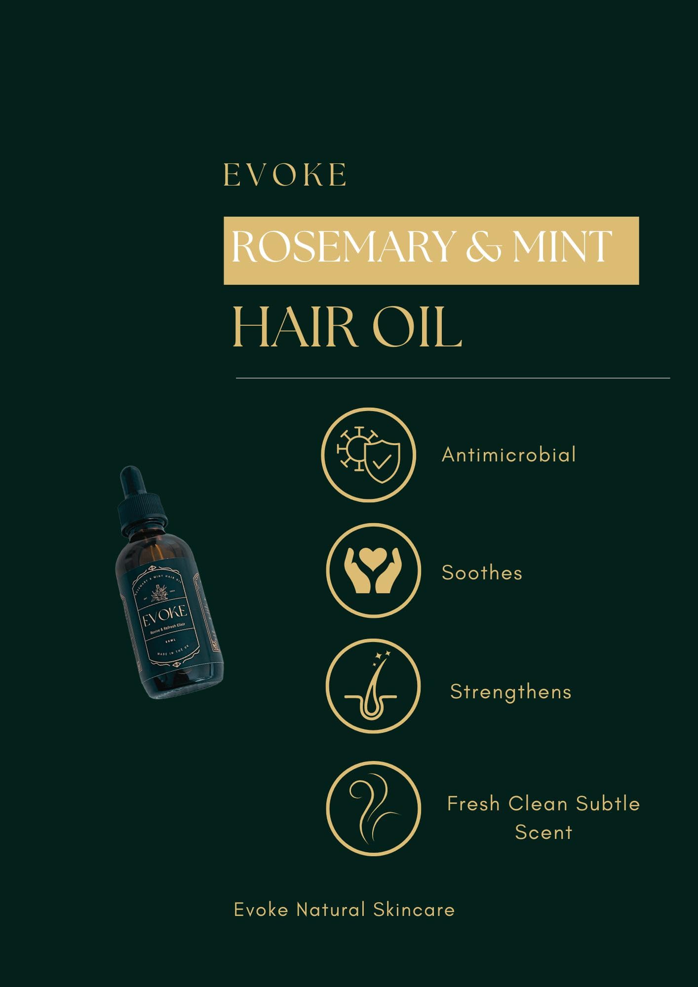 Evoke Rosemary and Mint Hair Oil and Scalp Treatment, with Argan oil and Castor oil, for hair growth and hydration 50ml - Image 4