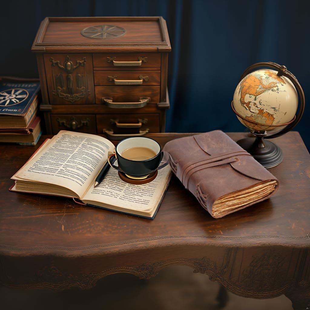 Vintage Leather Journal 7x5 – 200 Pages for Writing, Sketching, Drawing – Genuine Leather Travel Diary for Men and Women – Handmade Brown Notebook, Artist Gift, Rustic Leather Bound Journal - Image 5