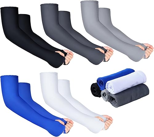 Bememo 10 pares de mangas unisex para brazos, protección UV, cubierta de brazo de seda de hielo, mangas de enfriamiento para brazos al aire libre,