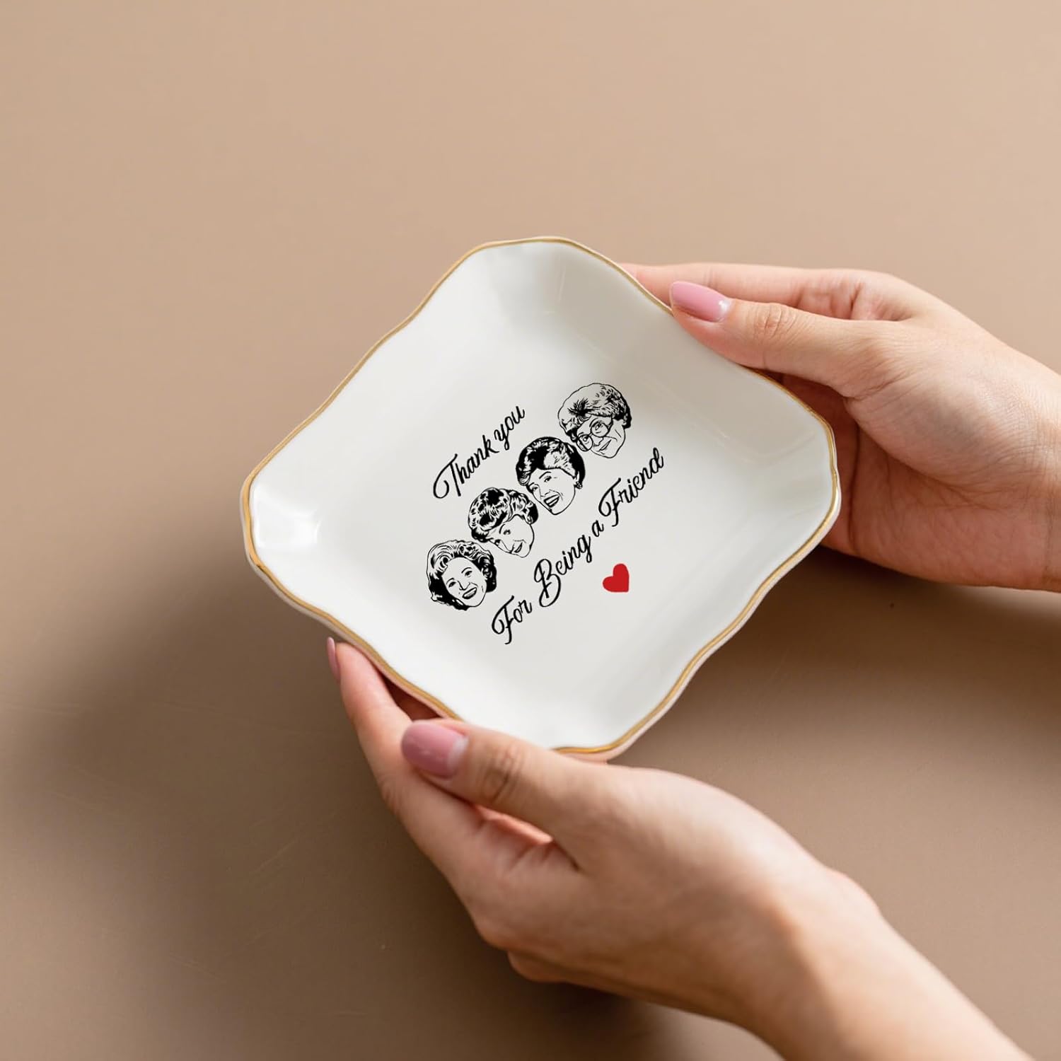 Friend Gifts for Women, Thank You Gift for Best Friend, Golden Girls Merchandise, Ceramic Jewelry Dish Tray, Trinket Dish, Friendship Gift for Friends Sisters Bestie BFF, Thank You for Being A Friend - Image 6