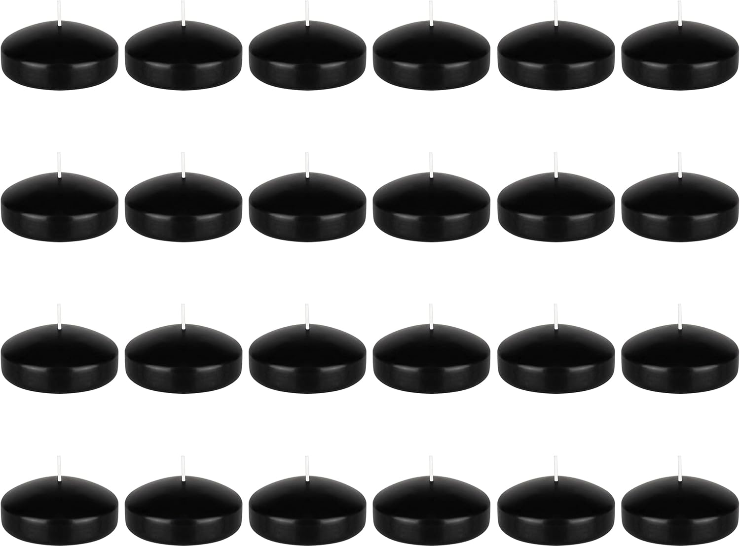 SRG 24 pcs Unscented Black Floating Disc Candle, Hand Poured Paraffin Wax Candles 3 Inch Diameter, Home Décor, Wedding Receptions, Baby Showers, Birthdays, Celebrations & Party Favors