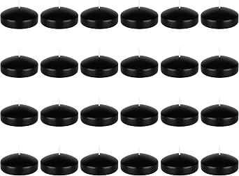 Mega Candles 24 pcs Unscented Black Floating Candles, Hand Poured Wax Candle 3 Inch Diameter, Home Decor, Wedding Receptions, Occasions, Festivities, Events, Meditations, Tranquility, Spa