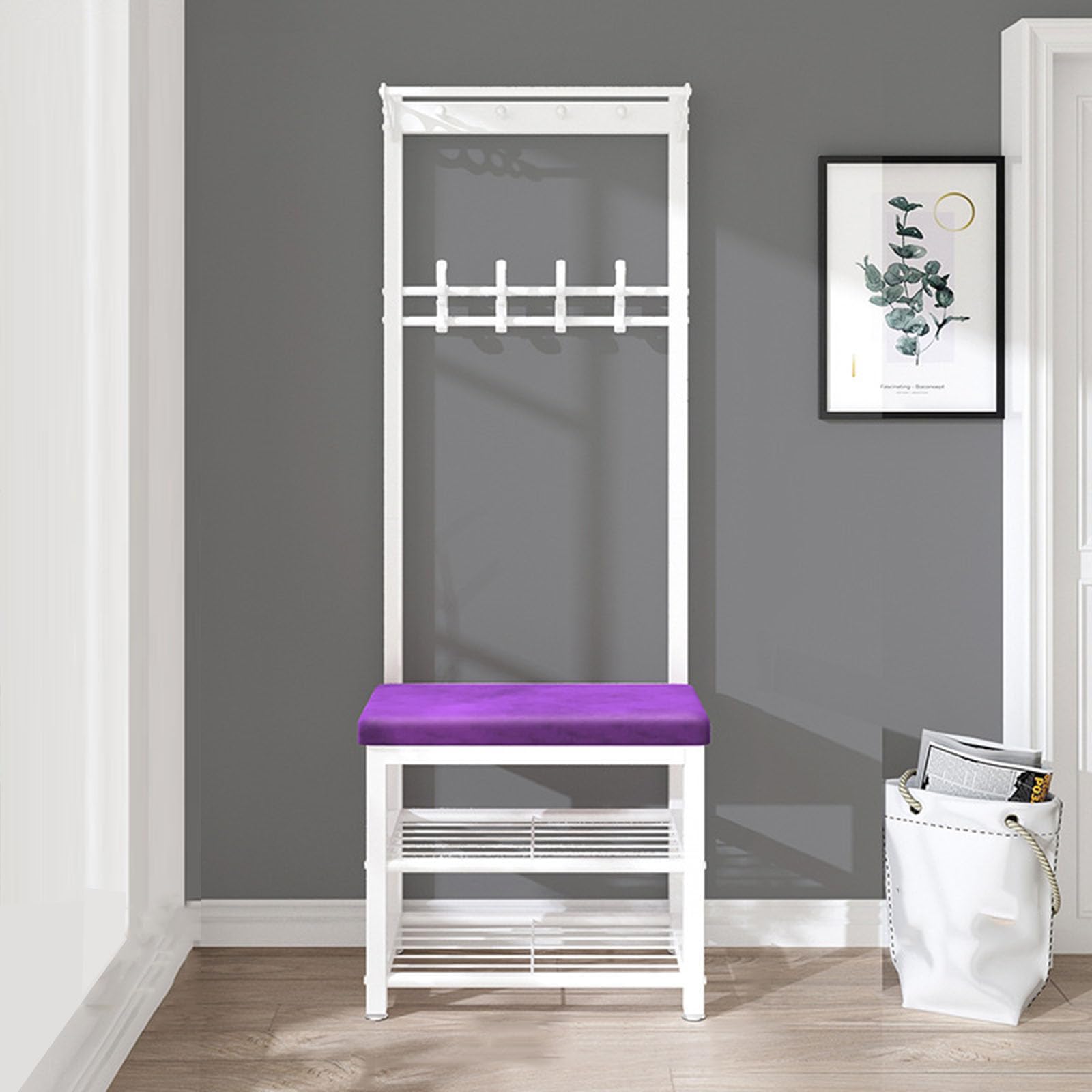 MSHGSKU Industrial Entryway Hall Tree Coat Rack with Shoe Bench Storage Freestanding nizer for Small Apartments Hooks for Jackets and Bags