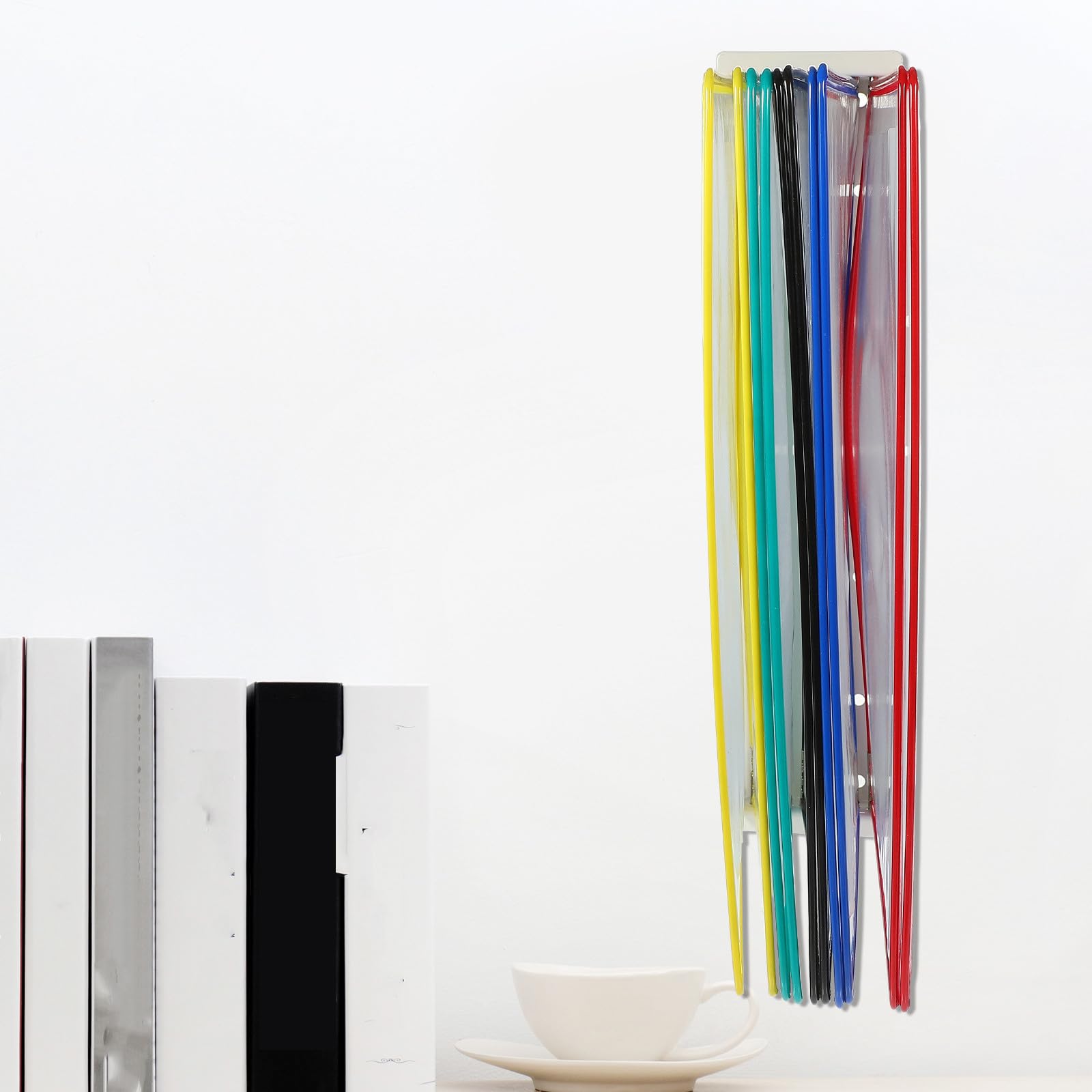 ULTECHNOVO Porta Libri da Parete in Pvc e Metallo Struttura Semplice per Organizzare Documenti e Cartelle, per Scuole e Sale Riunioni, Organizer da Muro Funzionale