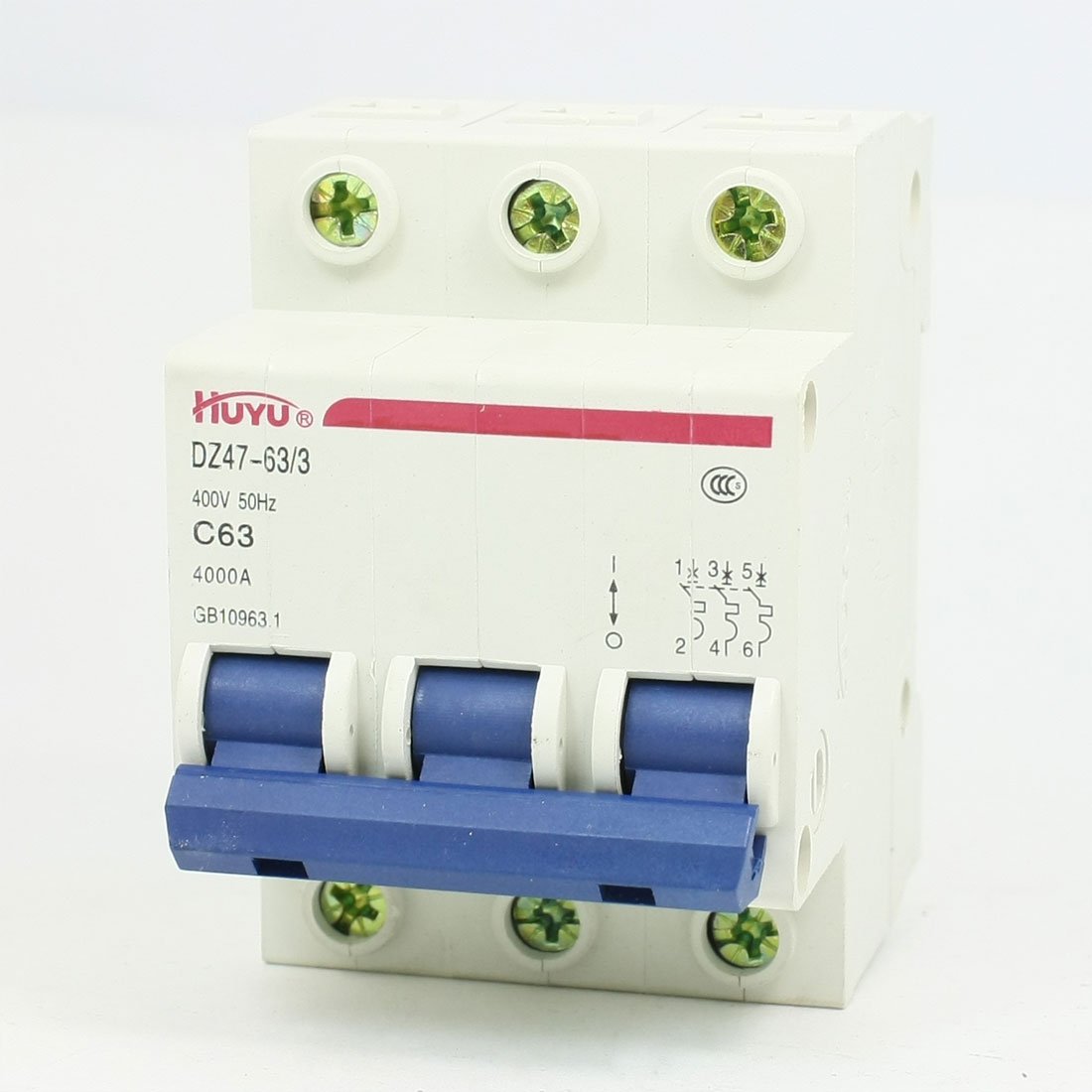 IEUMJNAT AC 400V 63Amp 3-Pole 3P Overload Protection MCB Mini Circuit Breaker