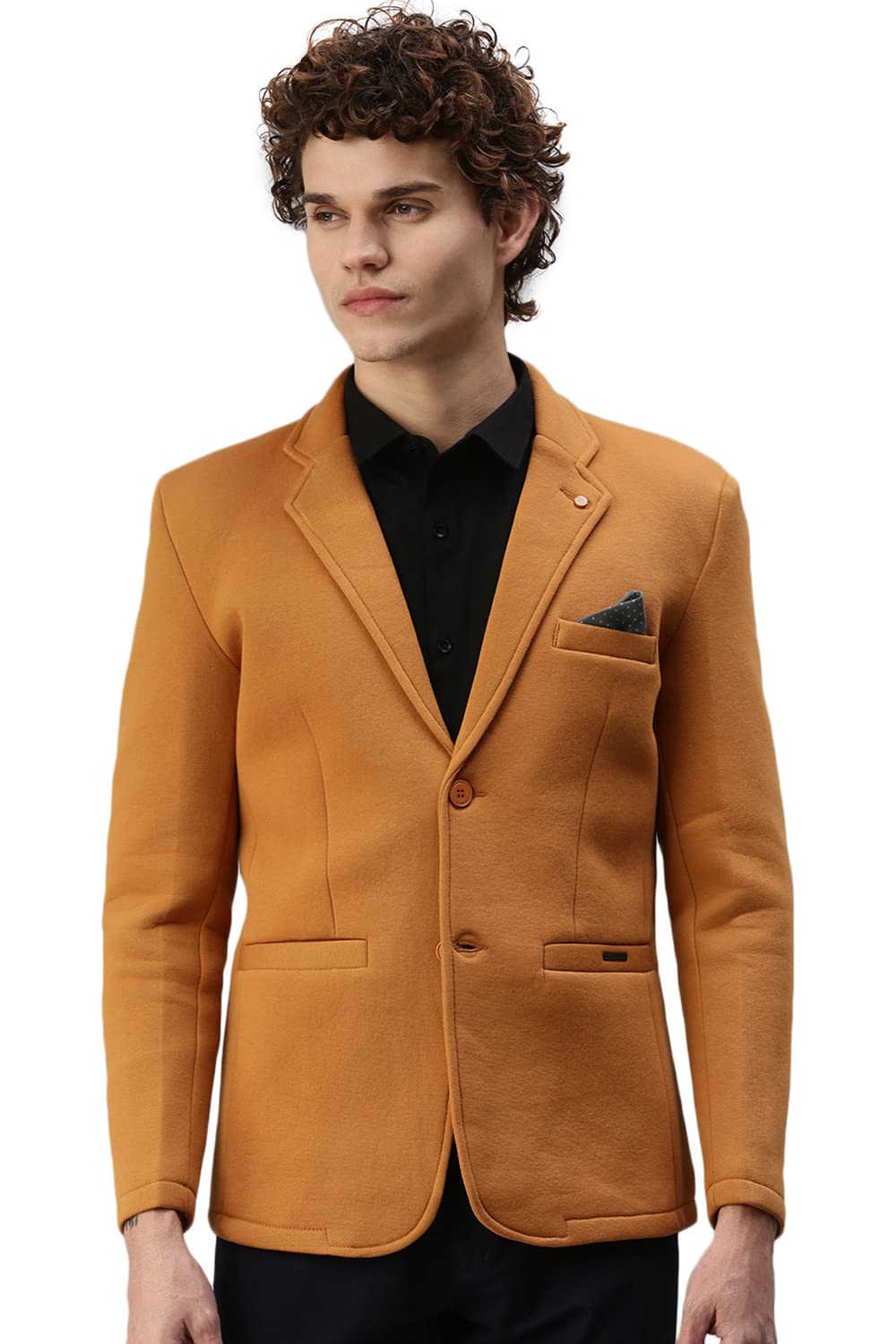 Men Casual Solid Blazers_AR06_Mustard