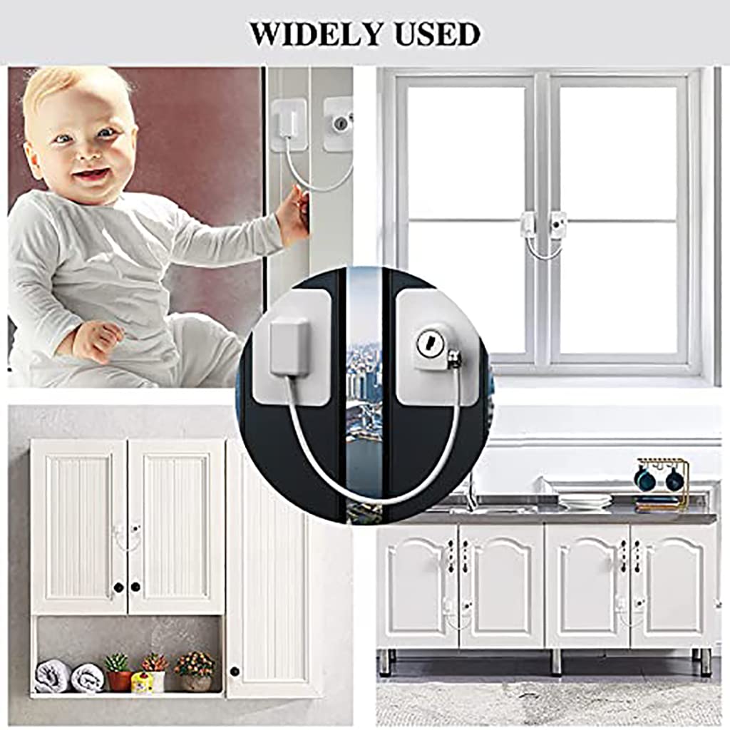 4 Stück Fenster- und Türkabelbegrenzer, Fensterbegrenzer, Baby-Passwort, Fensterschlösser, Fensterkabelbegrenzer, Fensterbegrenzer mit Schlüssel for die Sicherheit zu Hause, Kinder- und Babysicherheit