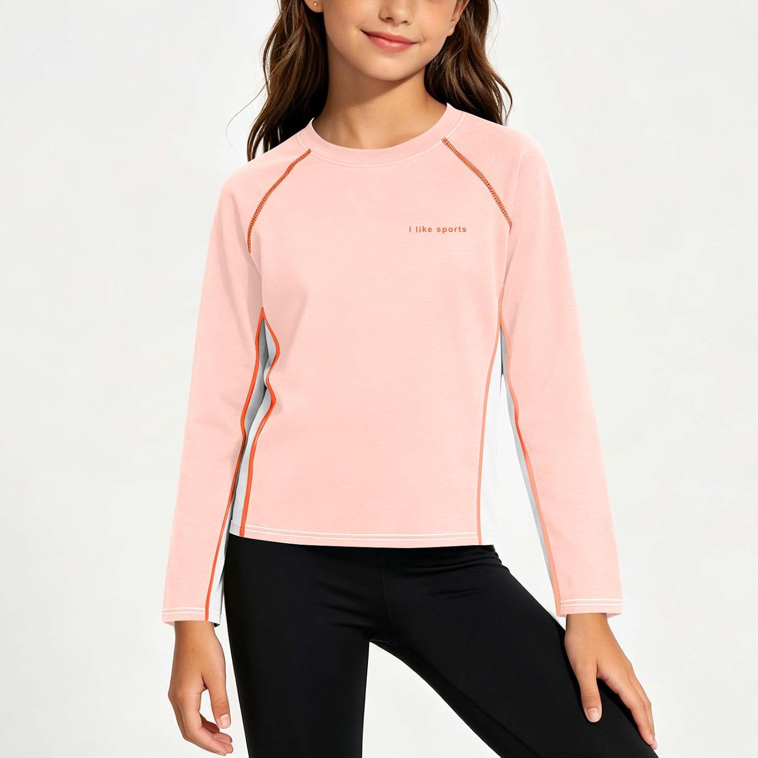 Girls Long Sleeve Athletic Shirts Workout Quick Dry Loose Tops
