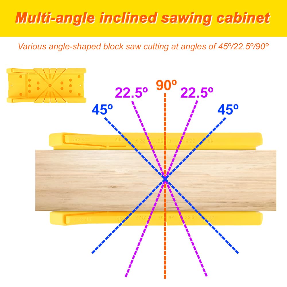 Ingletadora, Caja de ingletes, con 4 columnas de sujeción, Ángulos de corte: 22,5°/45°/90°, Adecuado para biselar esquinas en carpintería, juntas de yeso, zócalos, etc