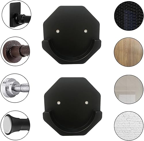 Miniatura 5 de Soporte para cortina de ducha, paquete de 2 soportes adhesivos para colgar en la pared, soportes de barra de tensión para colgar cortinas de baño